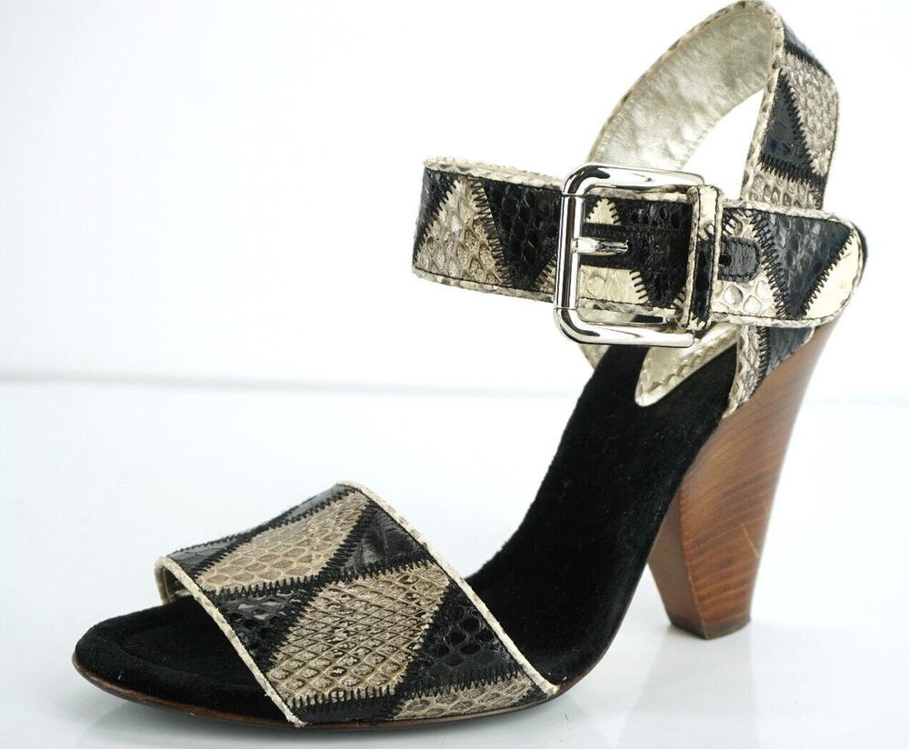 Dolce & Gabbana Ayers Snake Python Sandal Size 8 New $775 Strap Ankle Wood Heel